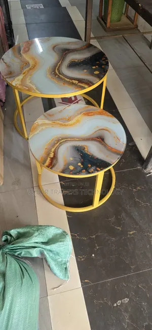 Marble Nesting Coffee Table (Glass Effect) White