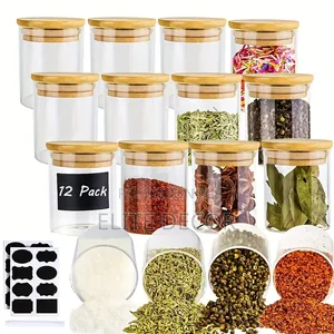 12-Piece 200ml Glass Storage Container Set With Airtight Bamboo Lids