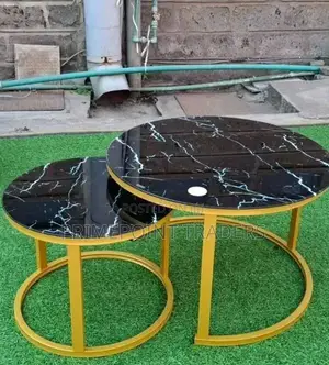 2 in 1 Nesting Coffee Table,Modern Luxury Black Marble Nesting Table