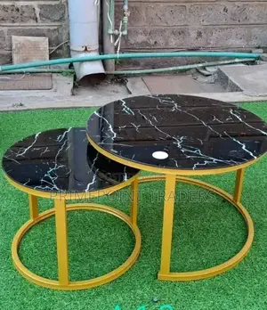 2 in 1 Nesting Coffee Table,Modern Luxury Black Marble Nesting Table