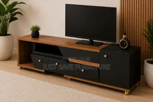 Obsidian Luxe 6ft Tv Stand | Modern Black Walnut Entertainment Unit