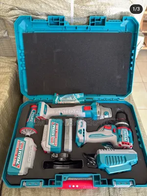Total 20vcombo Kit With Cordless Impact Drill and Angle Grinder.