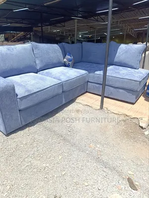 Blue L Shape Sofa (5-Seater)