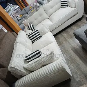 5-Seater Butterfly Sofa Set – White Bubble Fabric