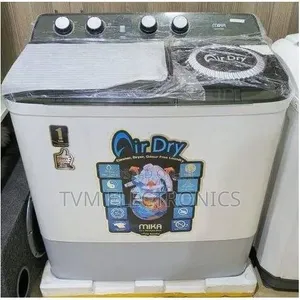 Mika Washing Machine, 12kg, Semi Auto Twin Tub, White Grey