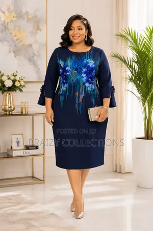 Quality Mama's Straight Dress With Blue Floral