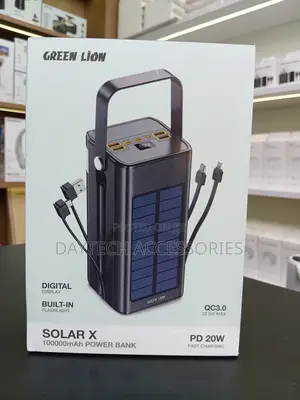 This Is a Green Lion Solar X Power Bank With 100,000mah Capacity.
