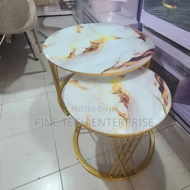 Marble Nesting Coffee Table (Glass Effect) White
