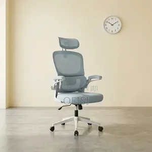 Office Chair; White Orthopedic Seat With Adjustable Knob