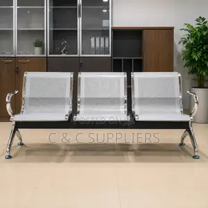 3-Seater Metallic Waiting Bench With Armrest