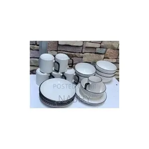 White Ceramic Mugs With Chevron Pattern