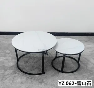 Marble Nesting Coffee Table Black Stand
