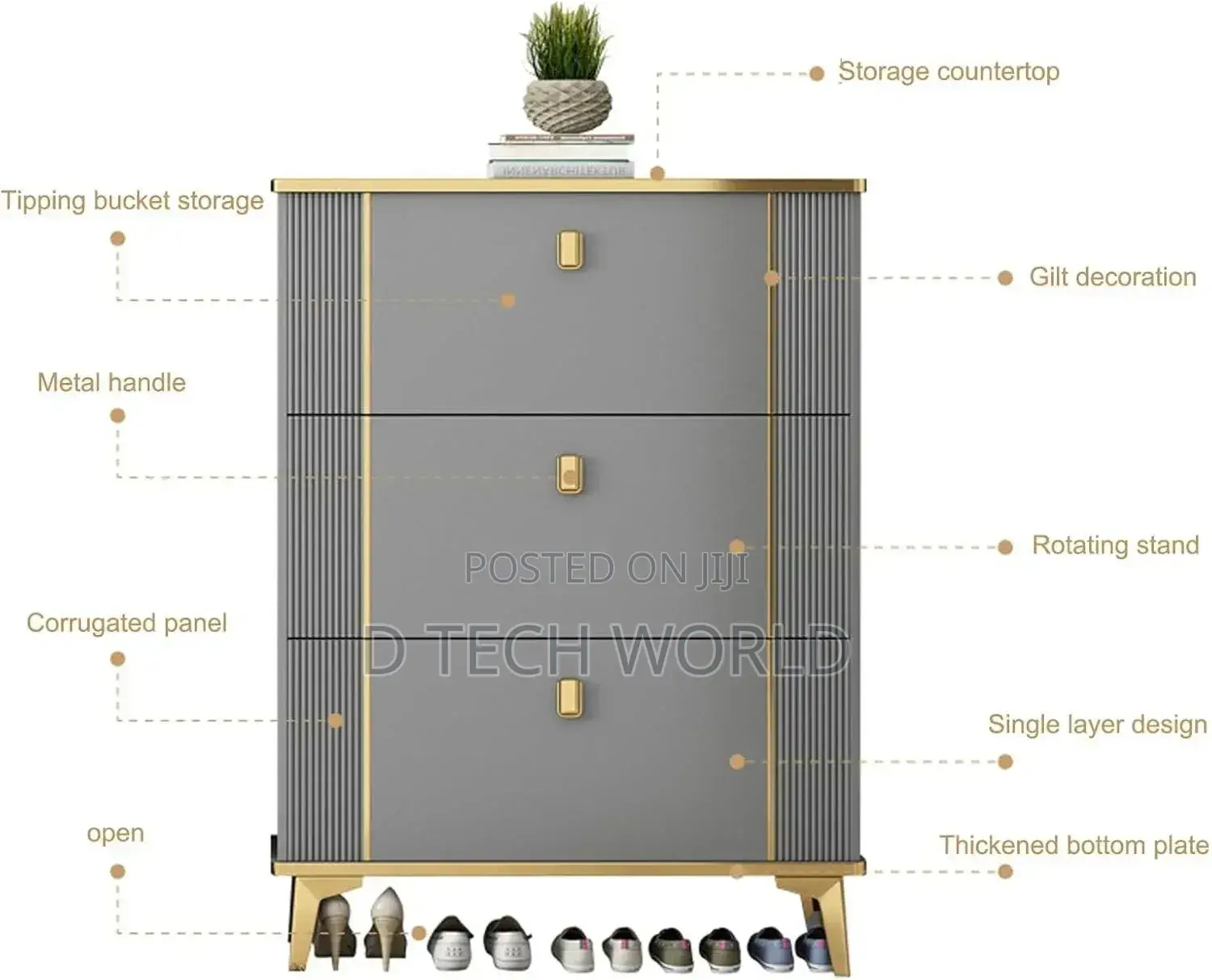 3 Tier Tipping Shoe Cabinet