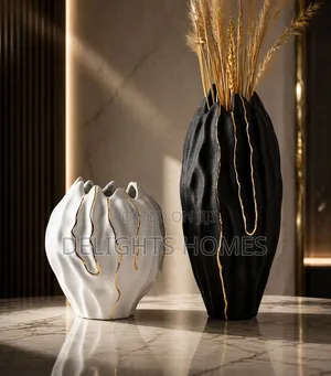 Gold Black Tall Vase Set (2pcs)_ex