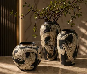 Artistic Black White Vase Set_ex