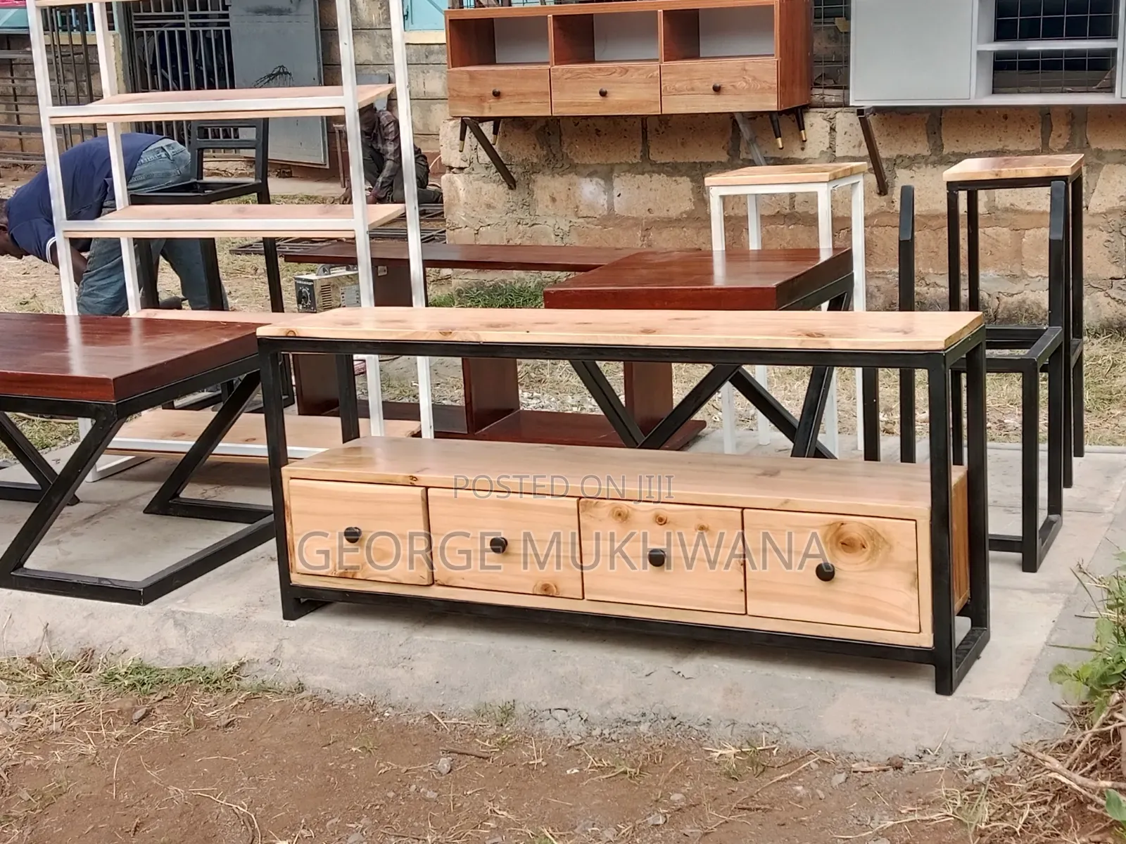 Metal Wood Tv Stand