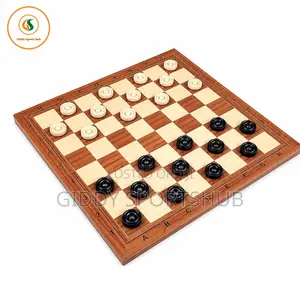 Wooden Checkers (Draughts) Board Game