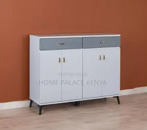 Home Console: Glossy 4 Door Two Toned Buffet Cabinet With Grey