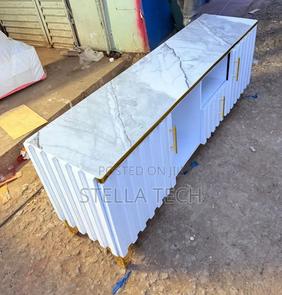 Executive Box TV Stand With Marble Top