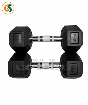 5kg Rubber Hex Dumbbell Pair