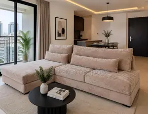 Modern 6 Seater L Seat – Beige Upholstery