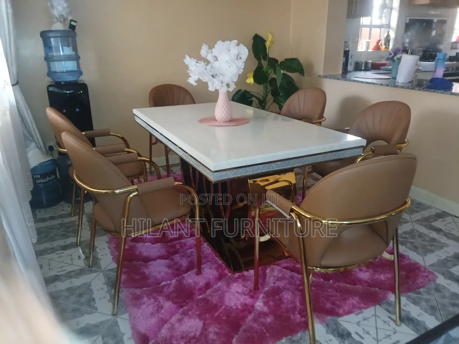Executive Six-Seater Marble Dining Table
