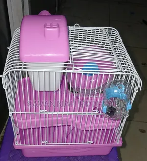 Pink and White Double-Layer Hamster Cage