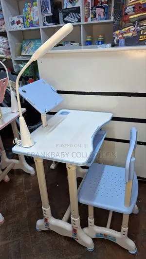 Adjustable Kids Study Table Chair Set With Led Reading Lamp
