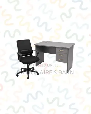 Practical 1m Desk and Black Mid-Back Ergonomic Chair for Home Office