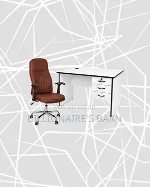 Compact 1m Desk and Brown Executive Leather Chair for Smooth Routines