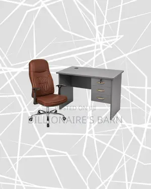 1m Desk and Brown Executive Leather Chair for Daily Productivity