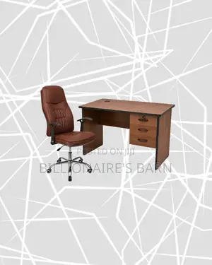 Practical 1m Desk and Brown Executive Leather Chair for Office Tasks