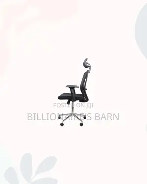 Black Mesh Office Chair With Headrest for Reception and Guest Use