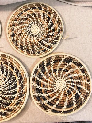 Handwoven African Wall Basket Gallery Set of 6, Boho Decor (Karen)