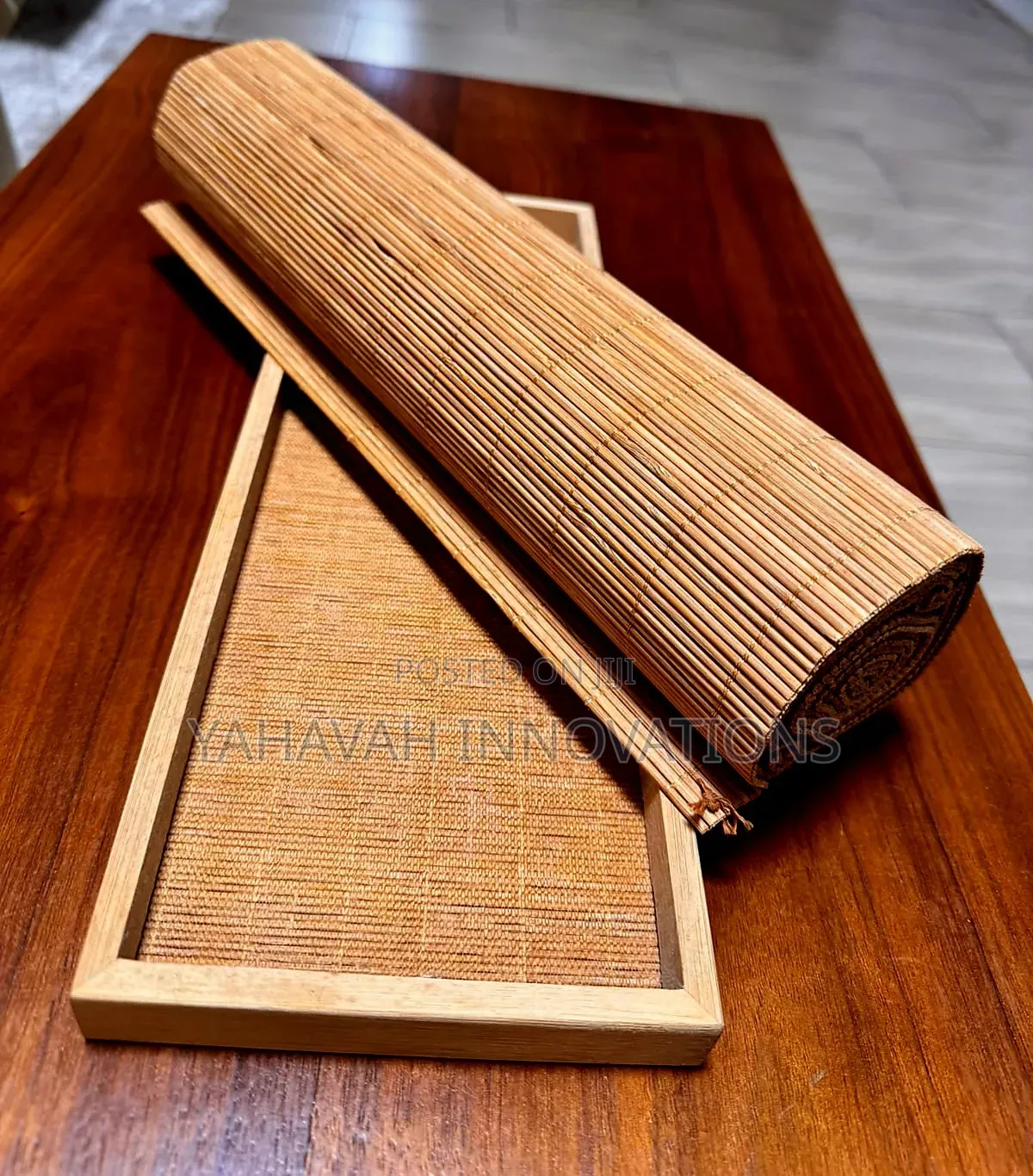 Natural Bamboo Table Runner Wooden Serving Tray Set (Karen)