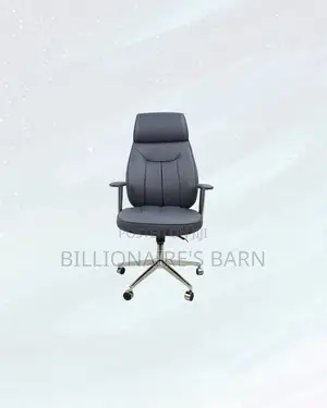 Grey Executive Leather Chair High Back for Flexible Desk Setups