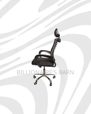 Secretarial Mesh Chair With Headrest for Quiet Floor Movement