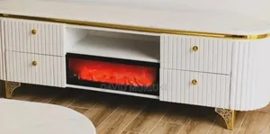 Modern Executive Tv Stand With a Functional Fire Place