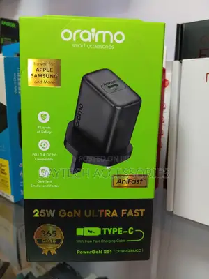 Oraimo Powergan 251 25w Gan Fast Mini Charger - Black