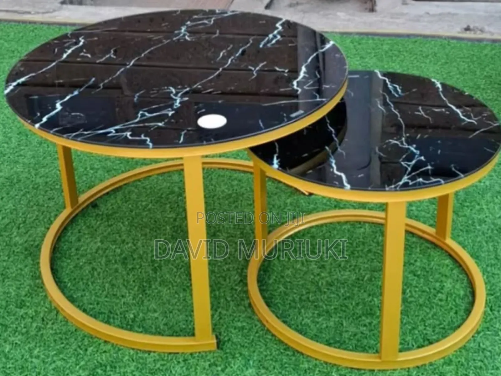 Marble Nesting Coffee Table (Glass Effect) Black.