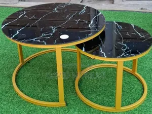 Marble Nesting Coffee Table (Glass Effect) Black.