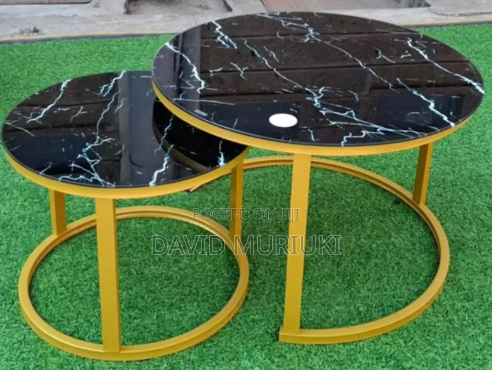 Marble Nesting Coffee Table (Glass Effect) Black.