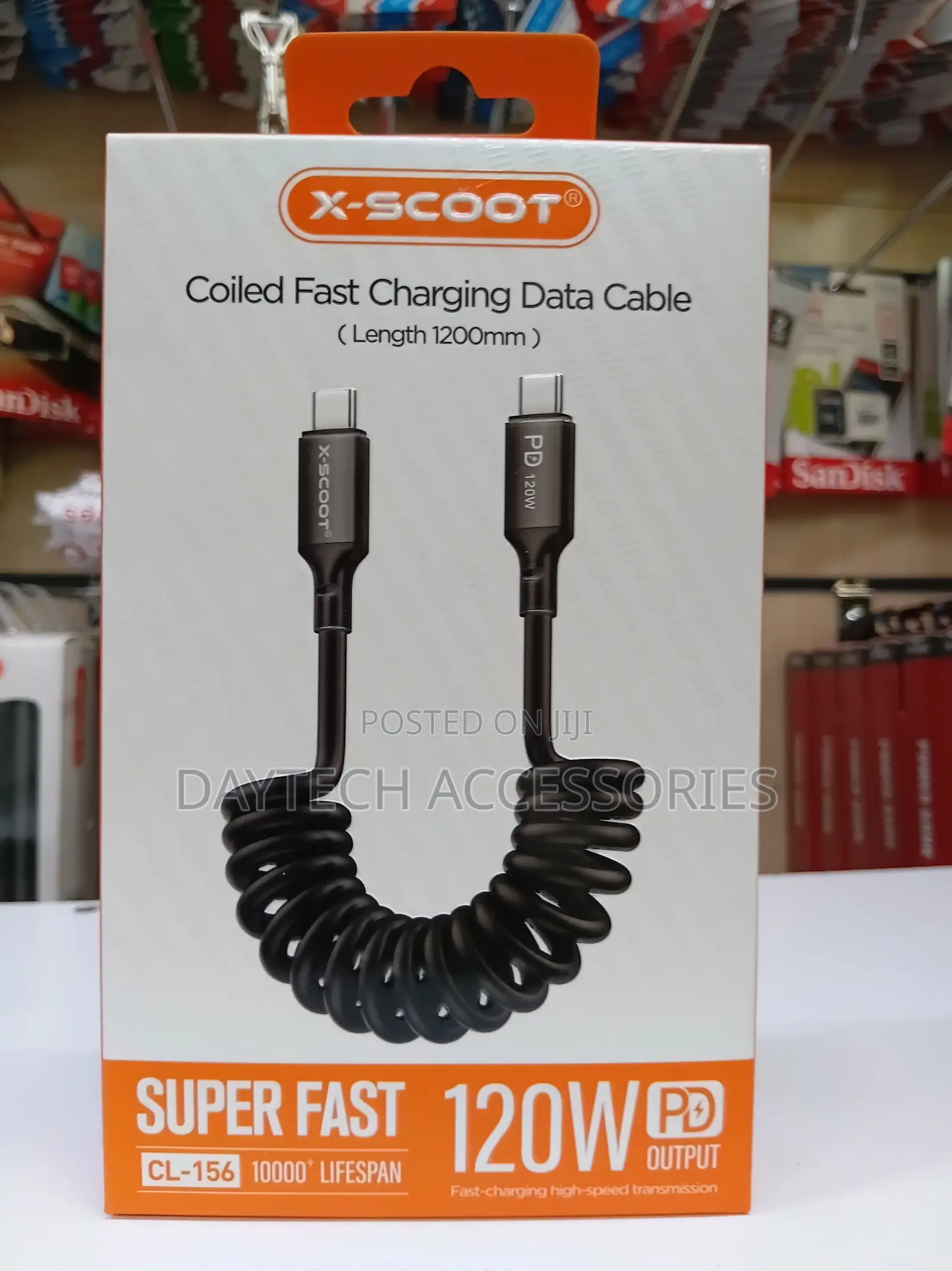 X-Scoot Coiled Fast Charging Data Cable Usb-C to Usb-C Cable