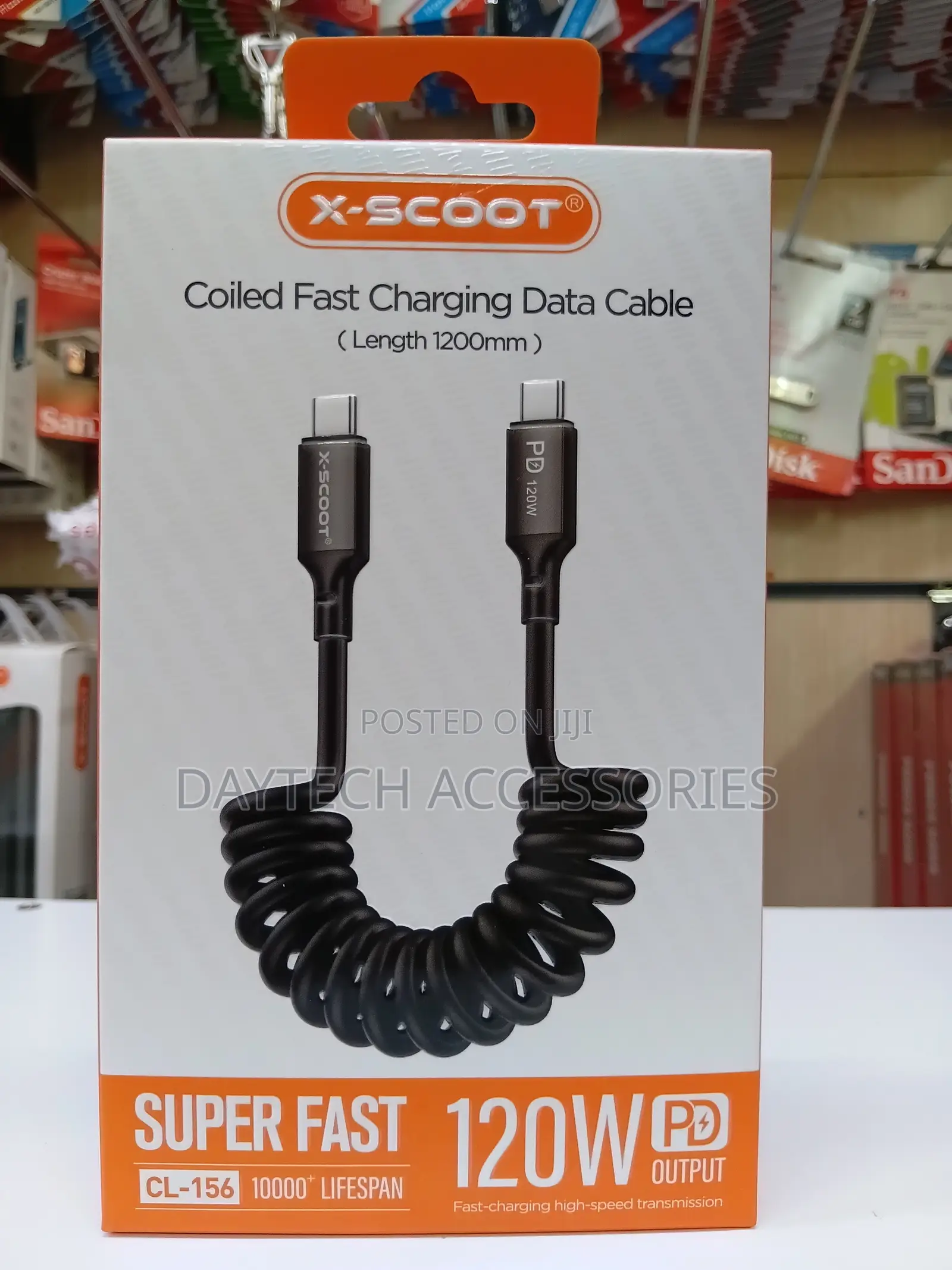 X-Scoot Coiled Fast Charging Data Cable Usb-C to Usb-C Cable