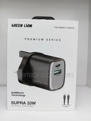 Green Lion Supra 33w Uk Wall Charger – Black/Grey
