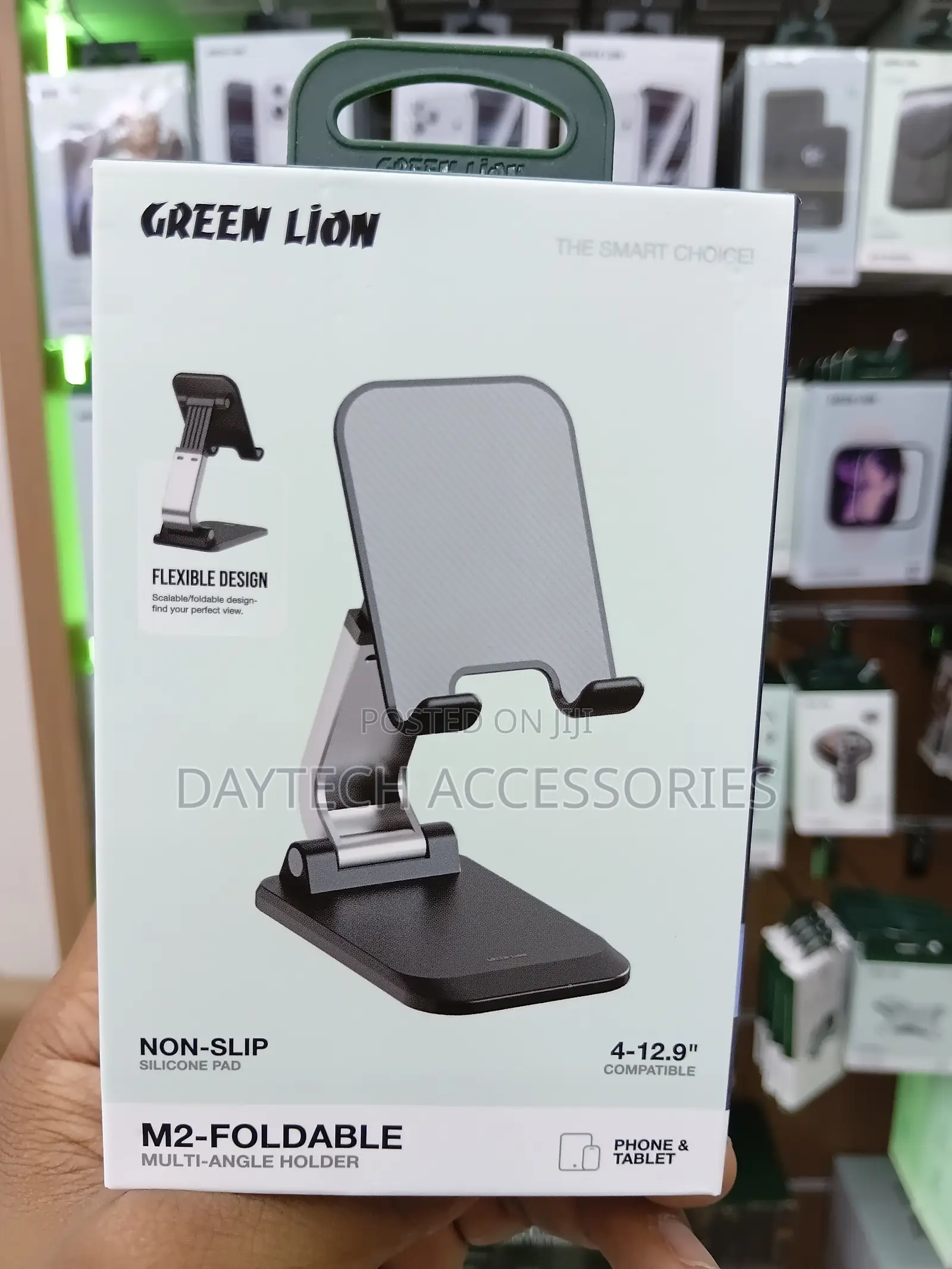 This Is a Green Lion M2 Foldable Mobile Holder Stand in Black.