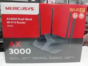 Mercusys Mr80x Ax3000 Dual-Band Wi-Fi 6 Router With Four Antennas.