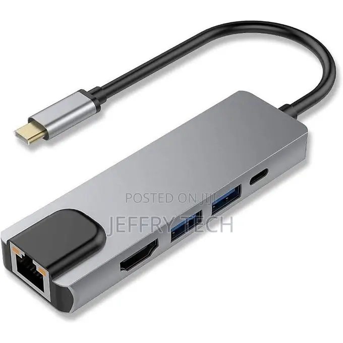 5-in-1 Usb-C to HDTV ( Hdmi) + Lan + Pd Multiport Adapter Hub