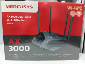 Mercusys Ax3000 Wireless Dual-Band Wi-Fi 6 Router (Tl-Mr80x) - Blackl