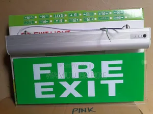 Illuminated Led Fire Exit Sign With A Brushed Housing Acrylic Panel.